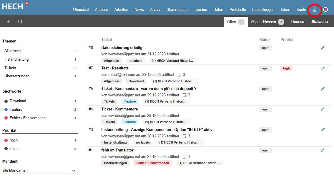 Fehlerbehandllung - Support